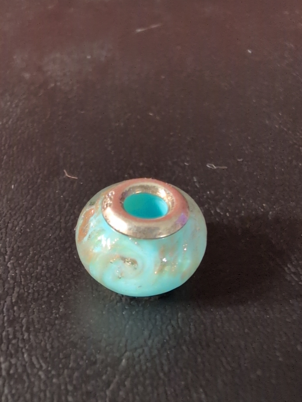 Sky Blue & Sterling Silver Charm Bead